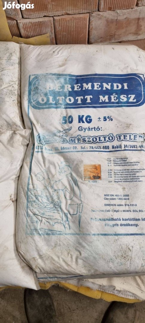 50 kg-os zsákos Oltott mész - érett