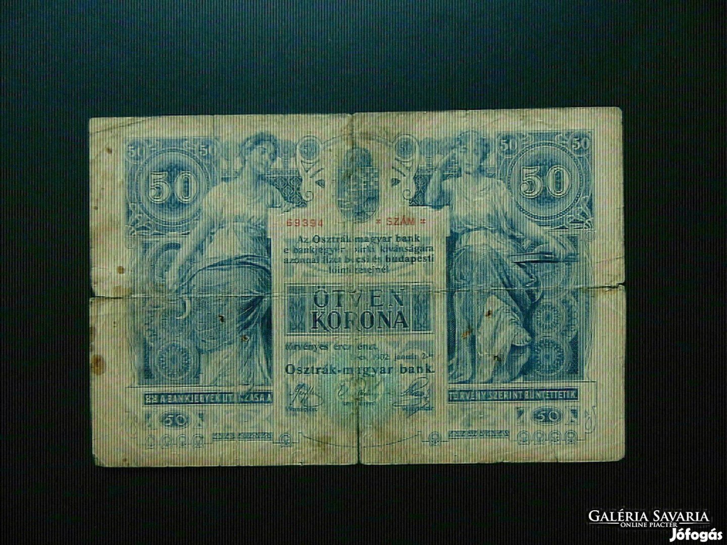 50 korona 1902 Tartásfok F Ritka bankjegy ! Képek szerint