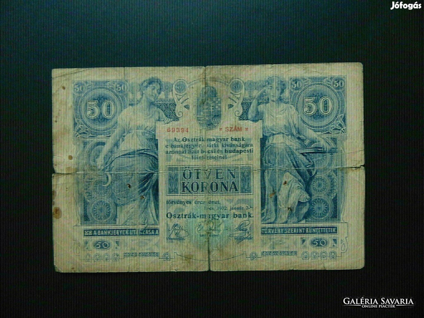 50 korona 1902 Tartásfok F Ritka bankjegy ! Ritka korona