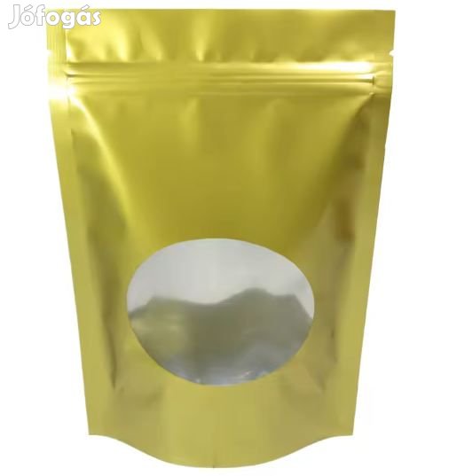 50db. 16x22x4cm-es Visszazárható Talpas Tasak Arany  (5999)