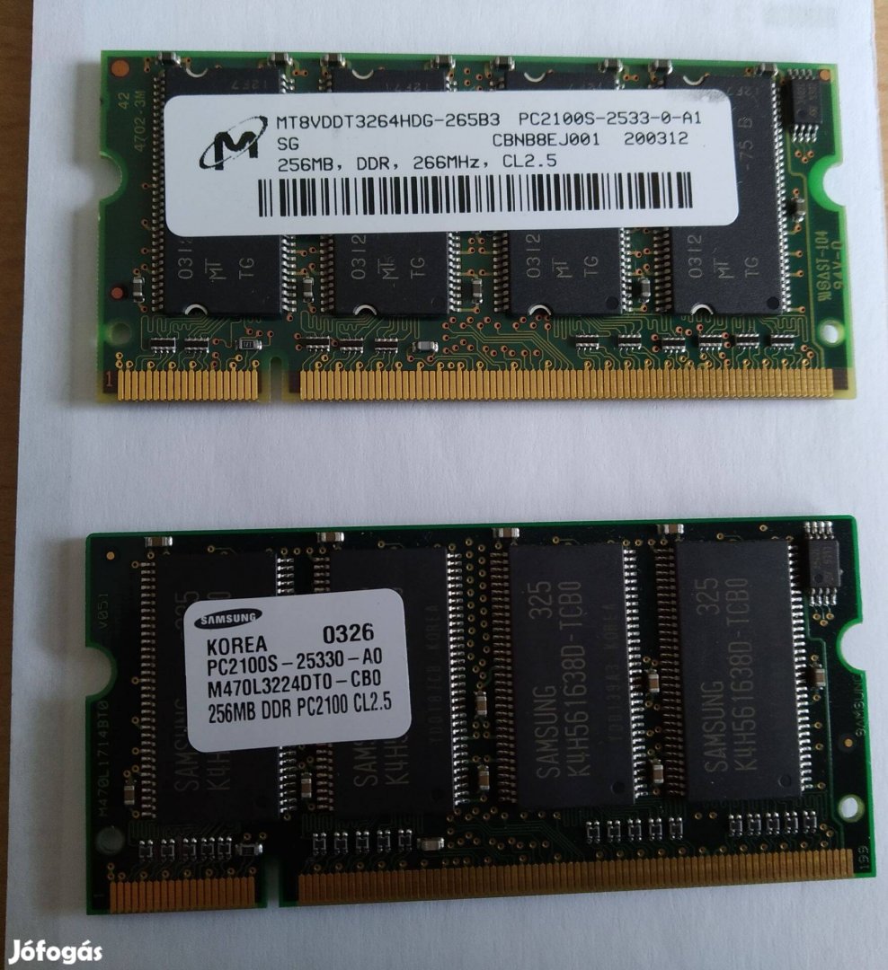 512MB (2x256MB-os) 266MHz-es memória laptopokba