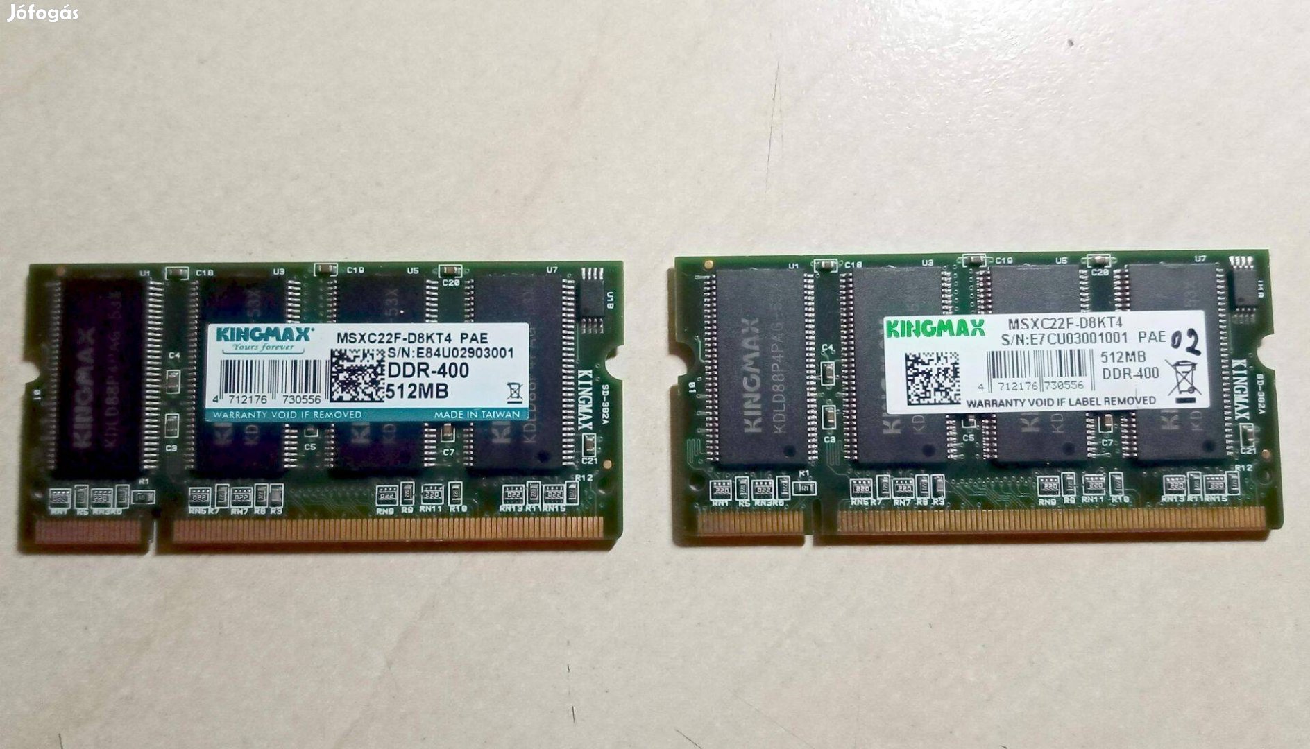 512 MB DDR 400MHz (Made in Taivan) 2db. egyben