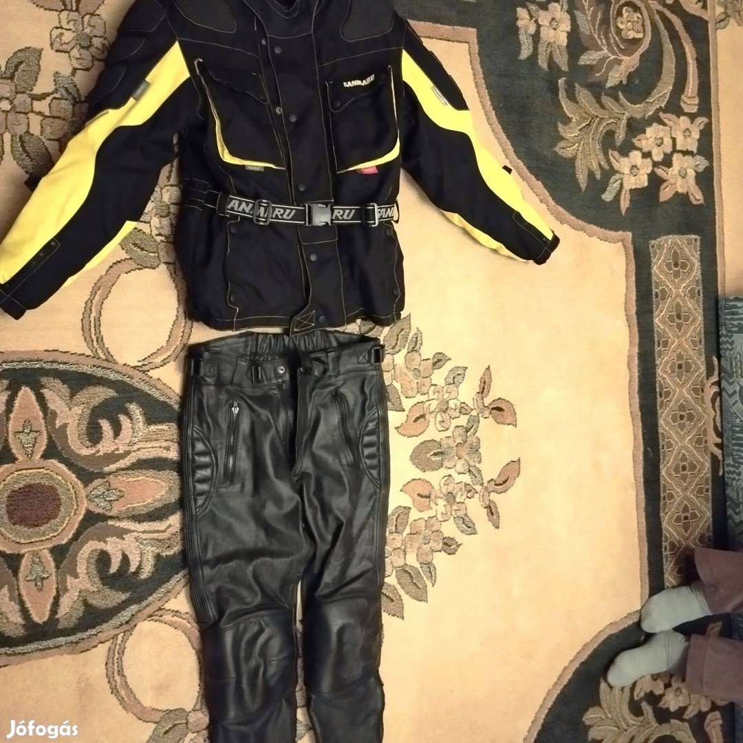 52-es motoros bőr nadrág és Sanmaru motoros dzseki