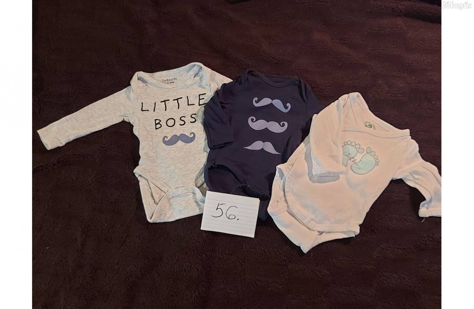 56-os méretű hosszúujjú body kisfiúnak, 3 db