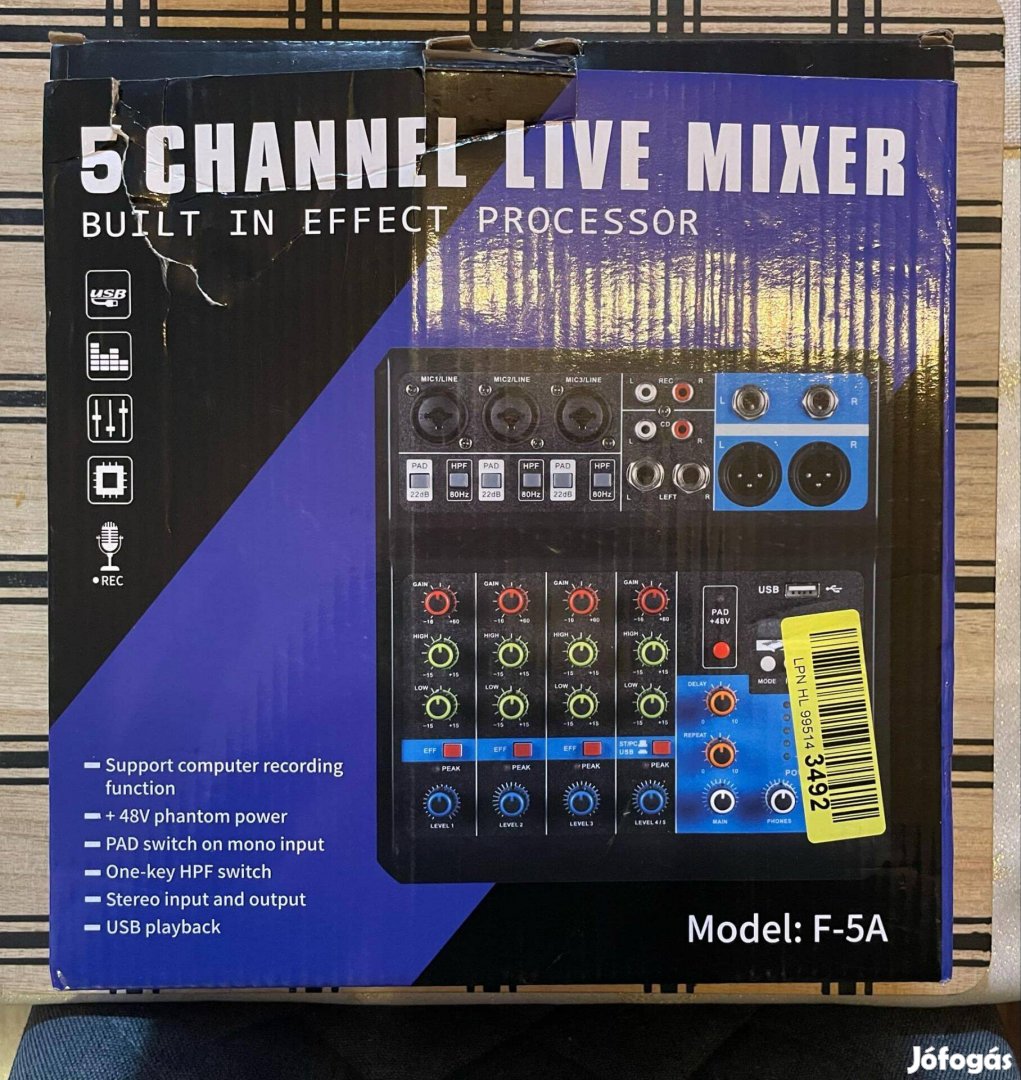 5 Channel Live Mixer F-5A Számla+Garancia