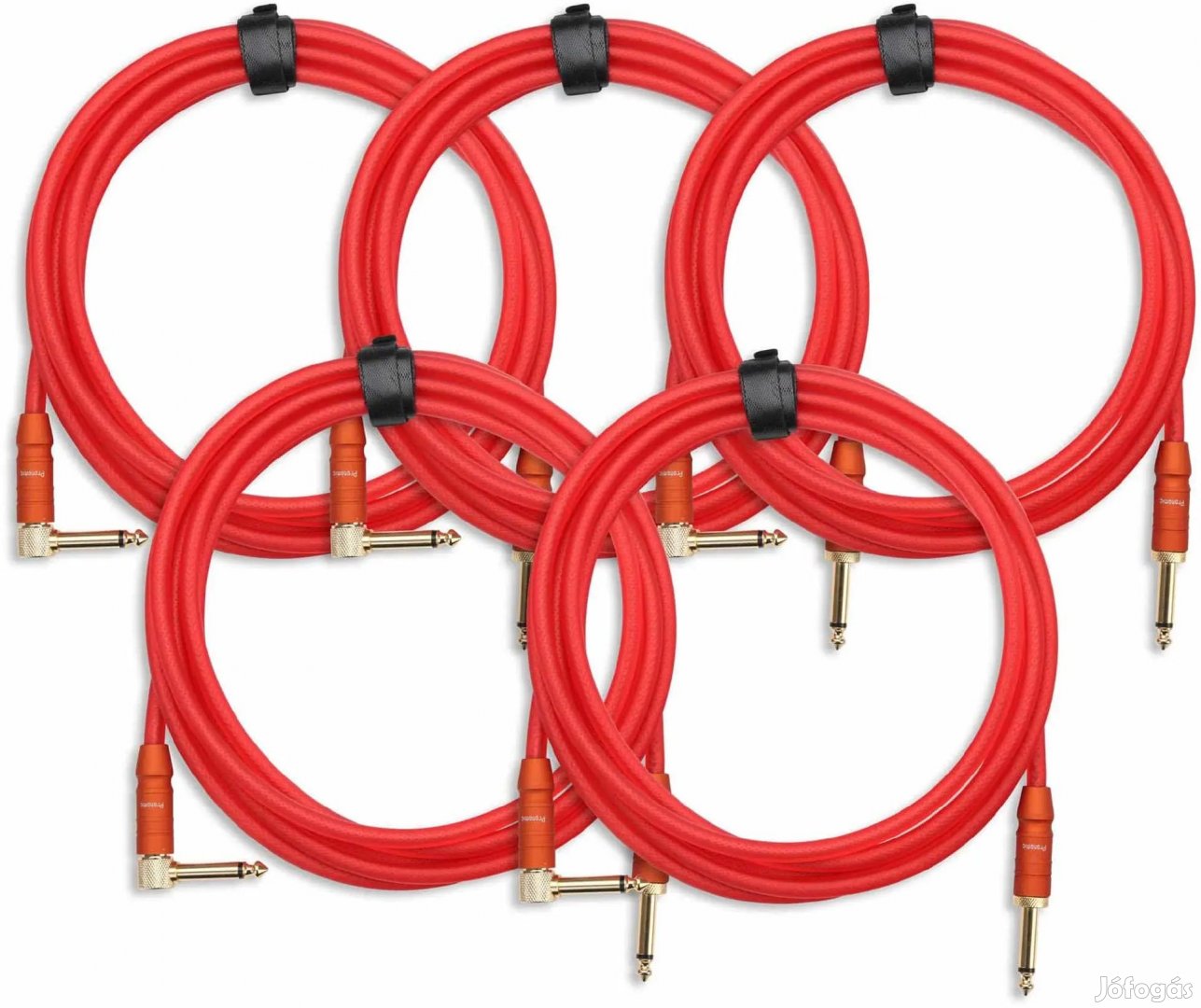 5-Darabos KÉSZLET Pronomic Trendline INST-3R Hangszerkábel 3m piros