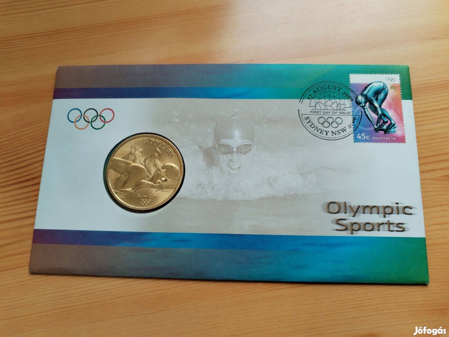 5 Dolláros úszó emlékpénz Sydney Olimpia 2000-res FDC-ben