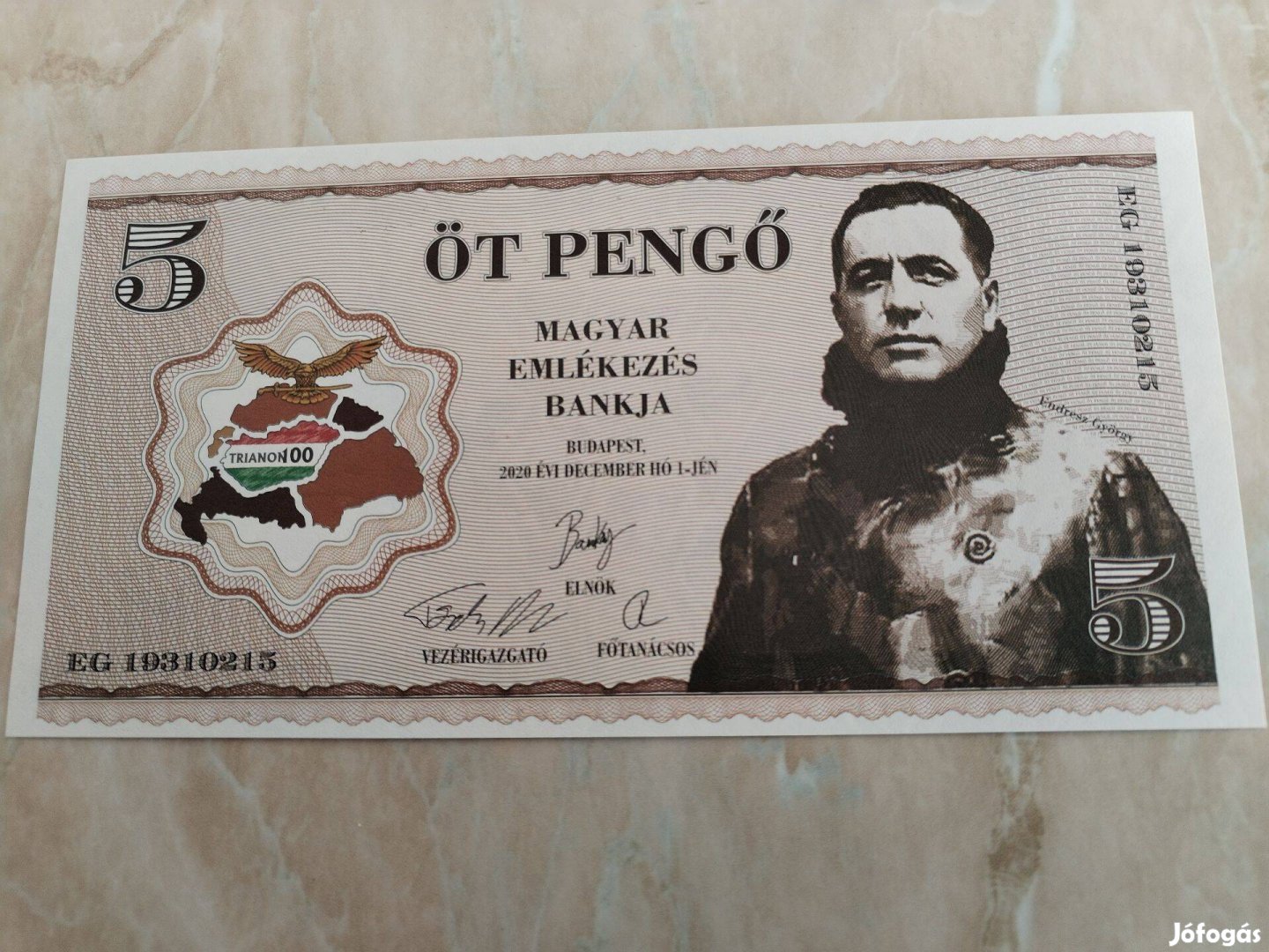 5 Pengős papírpénz 1920-2020 Trianon emlék