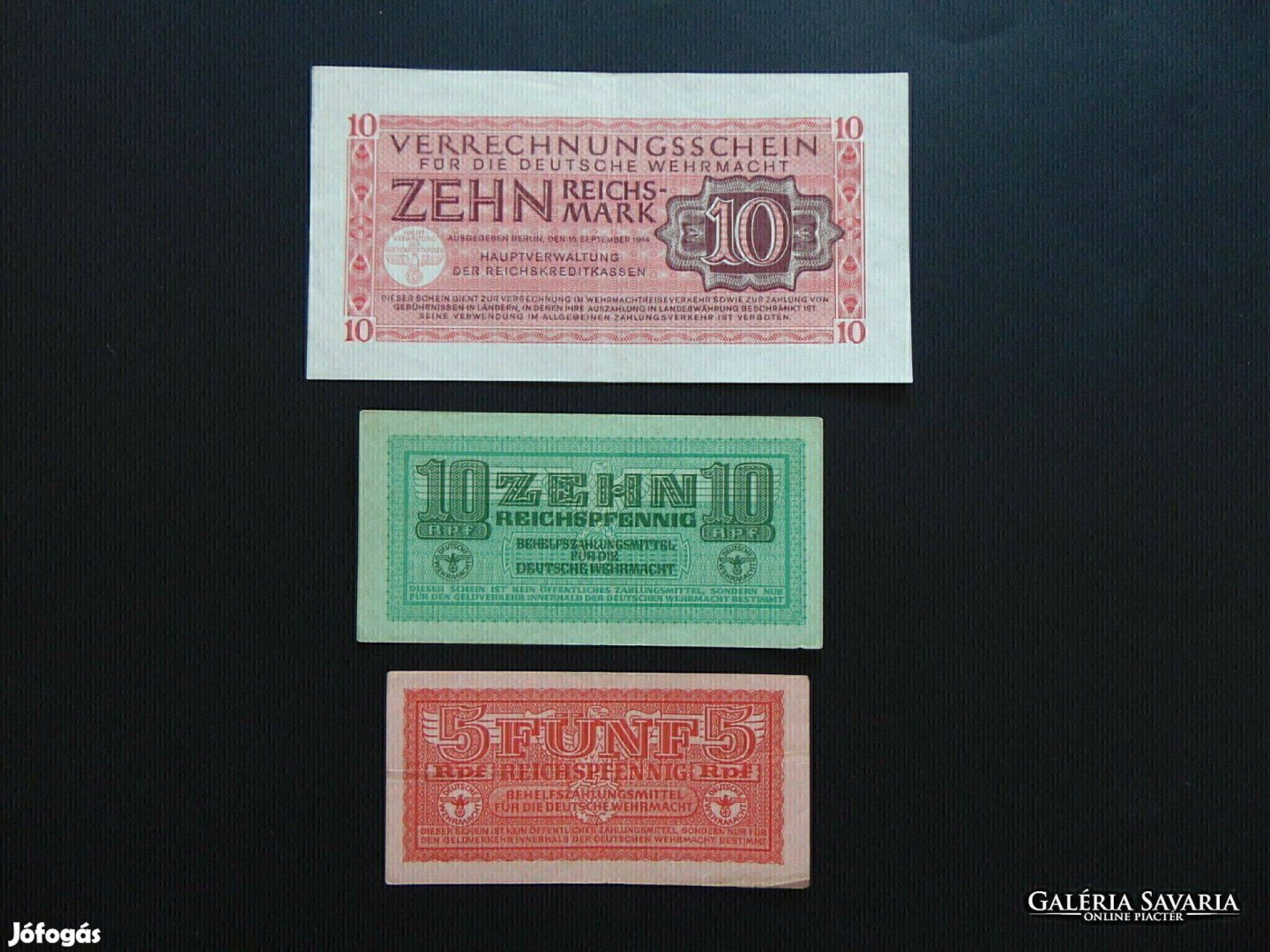 5 - 10 reichspennig - 10 reichsmark bankjegy 1944 LOT !