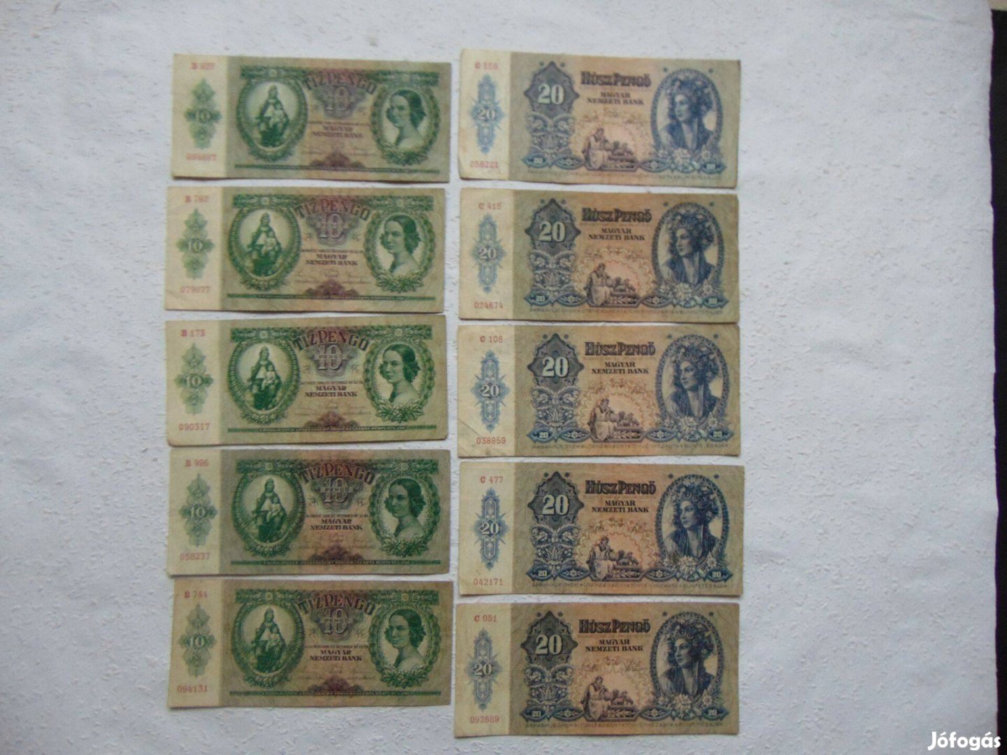 5 darab 10 pengő 1936 - 5 darab 20 pengő 1941 LOT !!!