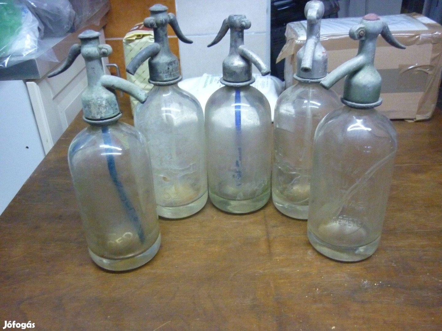 5 darab 1/2 literes régi szódásüveg