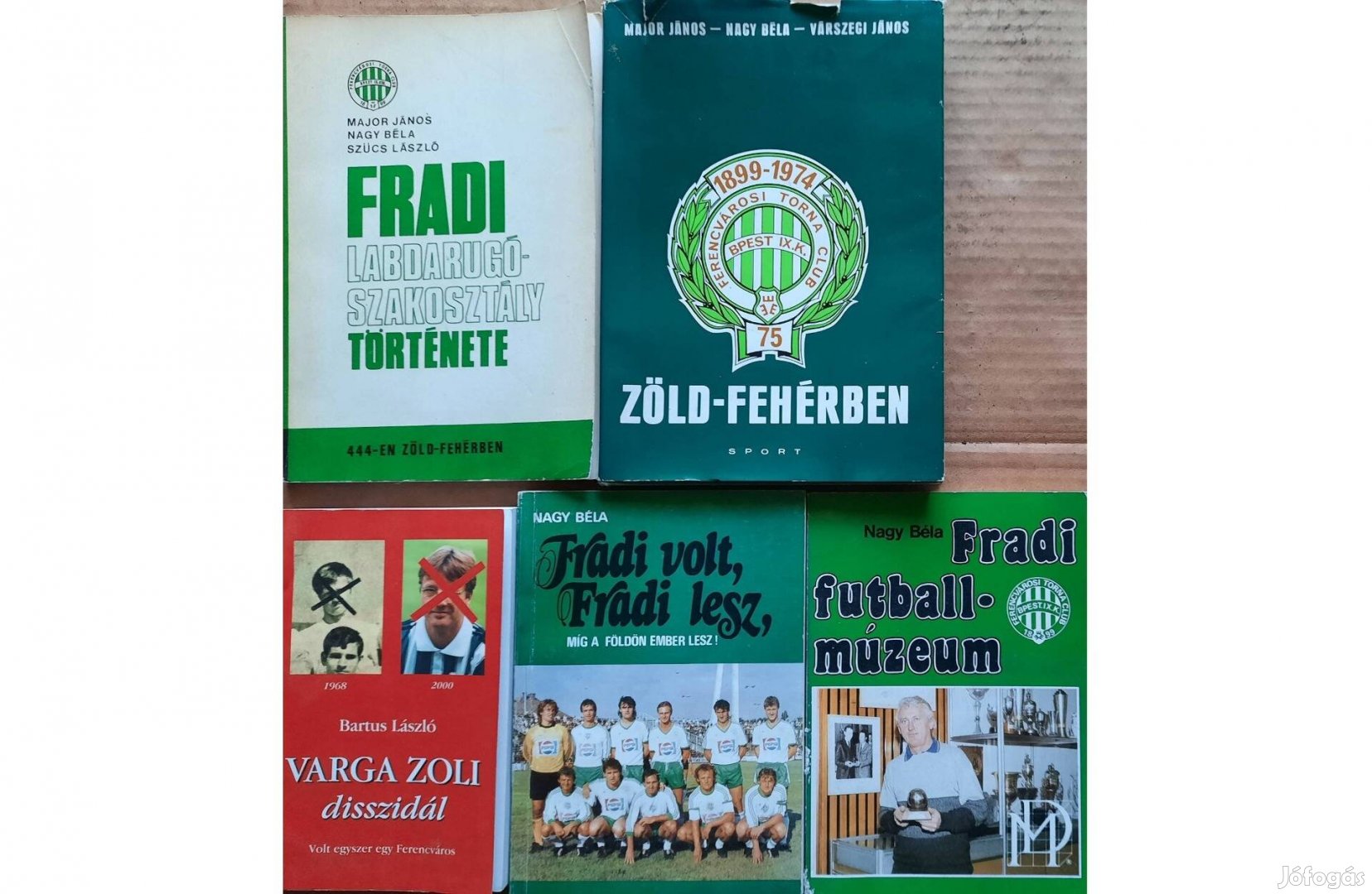 5 darab Fradi témájú könyv eladó