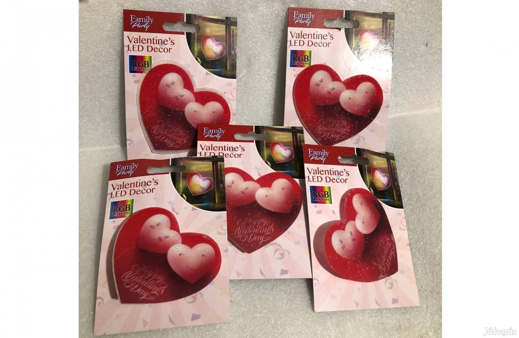 5 darab Valentin napi színváltós RGB LED dekor - öntapadós - szív
