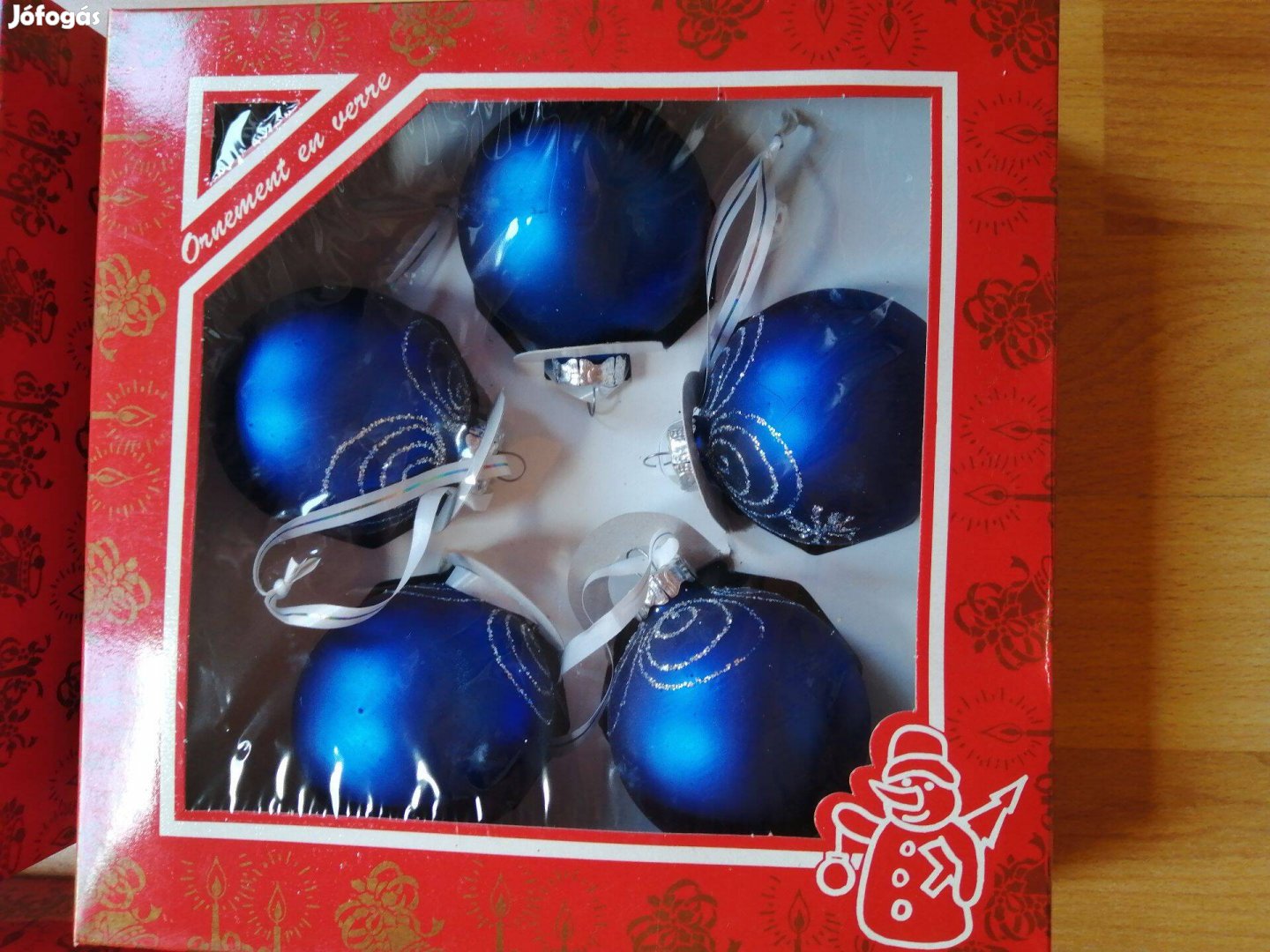 5 darab kék színű gömb alakú karácsonyfadísz
