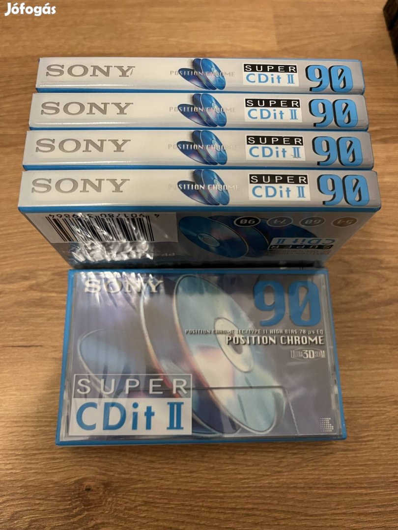 5 db Sony Super Cdit2 90 kazetta bontatlan csomagolásban