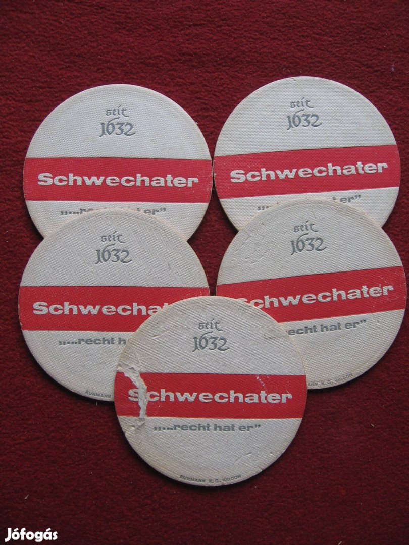 5 db karton poháralátét Schwechater felirattal