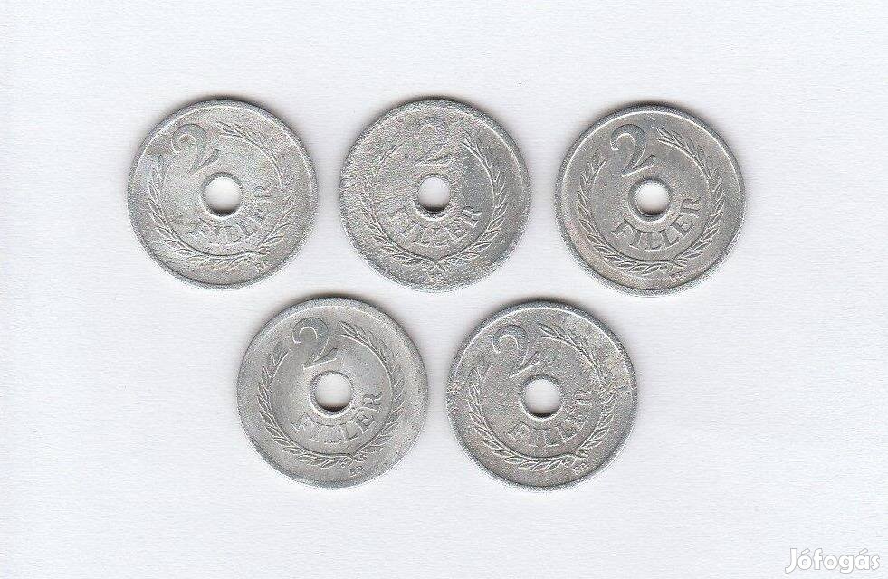 5 db lyukas 2 fillér 1956, 1957, 1961 500 Ftdb