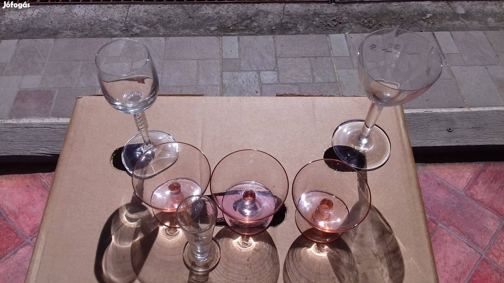 5 különböző fajta üveg pohár pótlásnak 7db egybe
