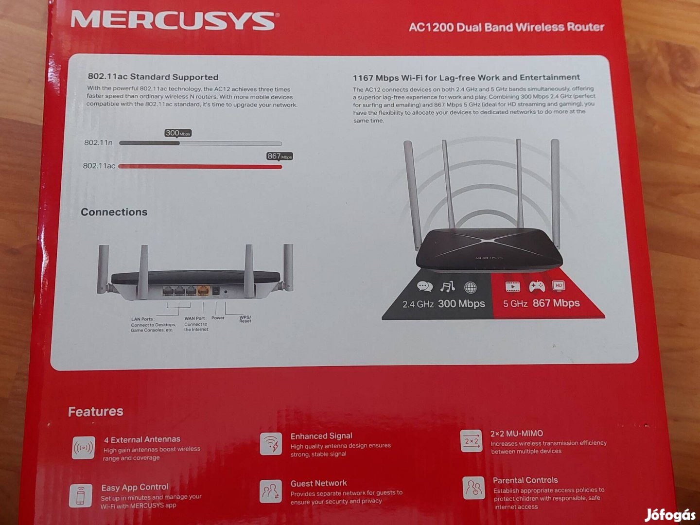 5g és 2.4ghz mercusys ac12 router