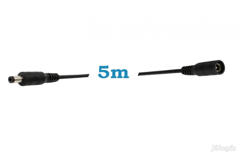 5m-es DC hosszabbítókábel kamerákhoz, dugó-aljzat 5.5 * 2.1MM fekete