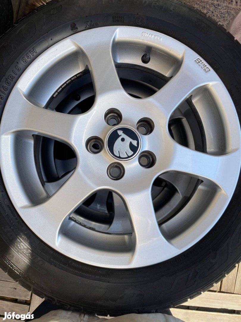5x100 osztóra 15" alufelnis kerekek Skodáról szép állapotban