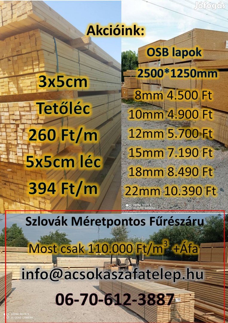 5x10x500cm es Szlov k Faanyag tet szerkezetehez minden m retben