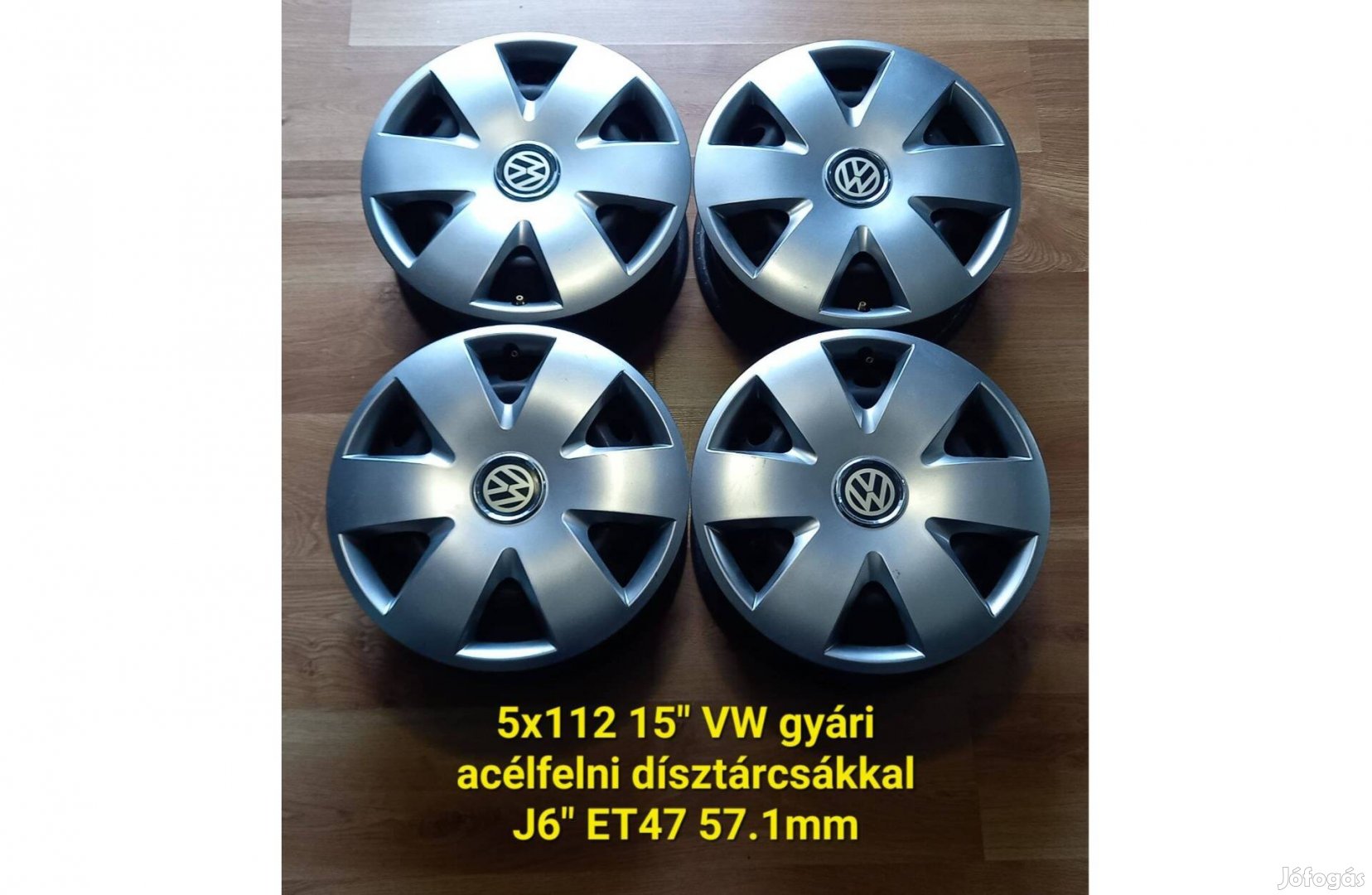 5x112 15" VW lemezfelni garnitúra dísztárcsákkal