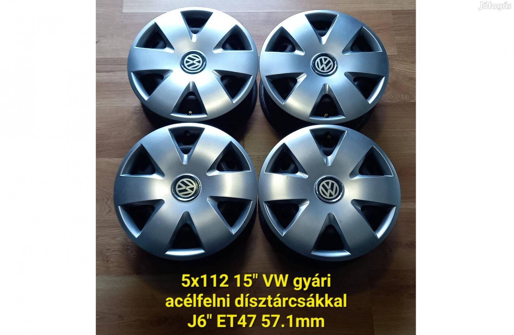 5x112 15" Volkswagen gyári lemezfelni garnitúra + dísztárcsa