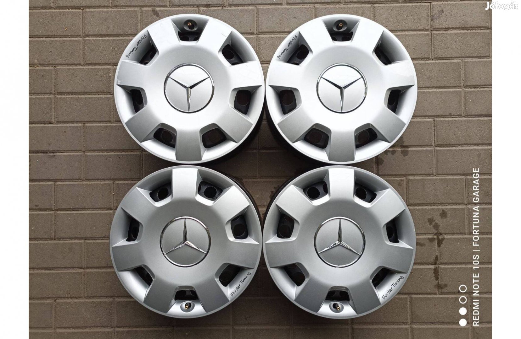 5x112 16" Mercedes használt lemezfelni garnitúra dísztárcsával (650)