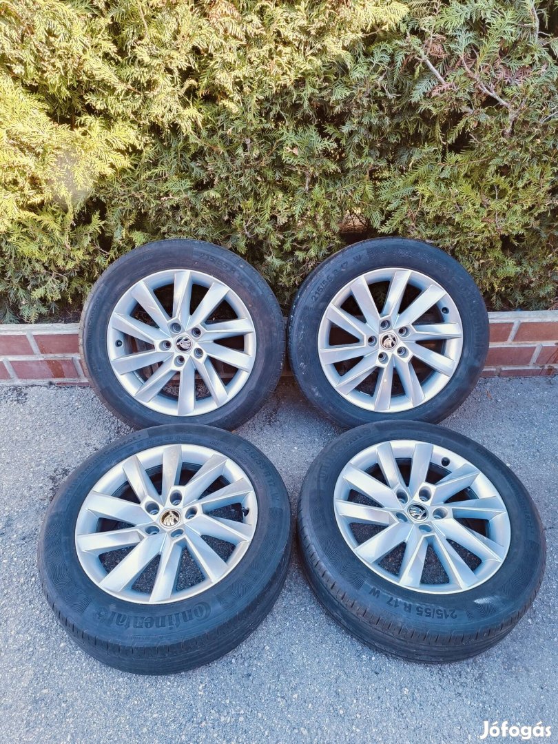 5x112 17 / 17" Gyári Skoda alufelni 215/55 R17 Continental nyári gumik