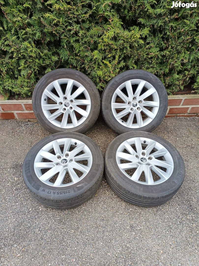5x112 17 / 17" Gyári Skoda alufelni 215/55 R17 Continental nyári gumik
