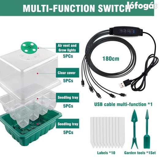 5x12db-os &Uuml;ltetőbox Szett Növénynelelő lámpával Időzítőv