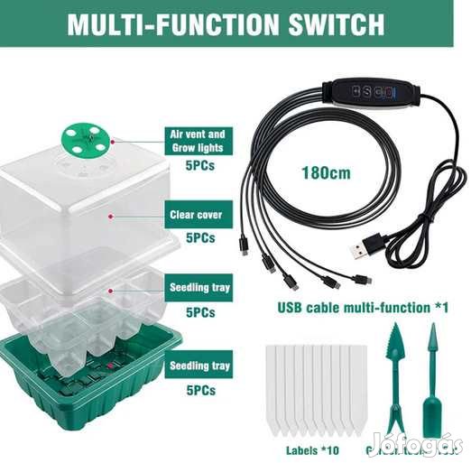 5x12db-os &Uuml;ltetőbox Szett Növénynelelő lámpával Időzítőv