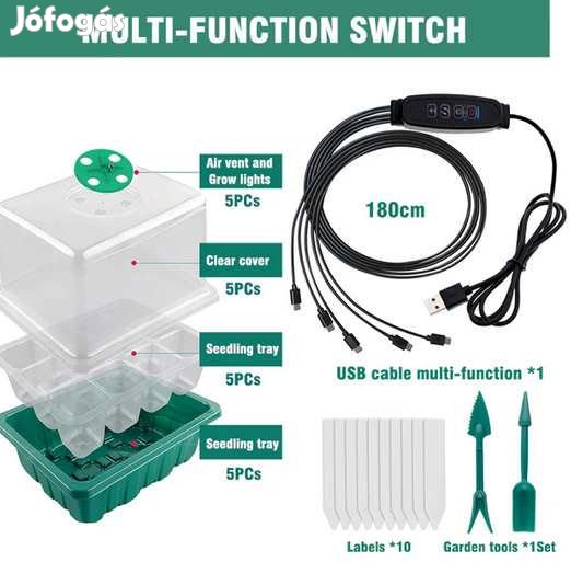 5x12db-os &Uuml;ltetőbox Szett Növénynelelő lámpával Időzítőv