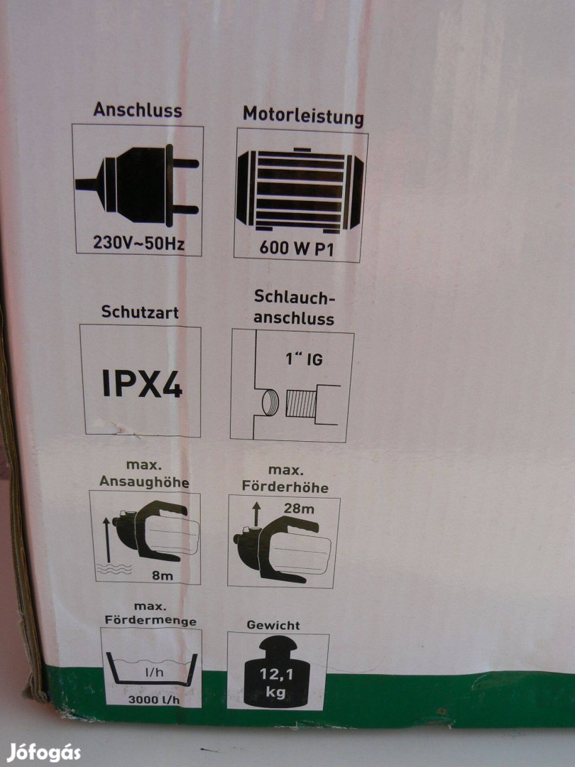 600W-os teljesítményű motorral házi vízmű, 3000L/h vízhozamú hidrofor