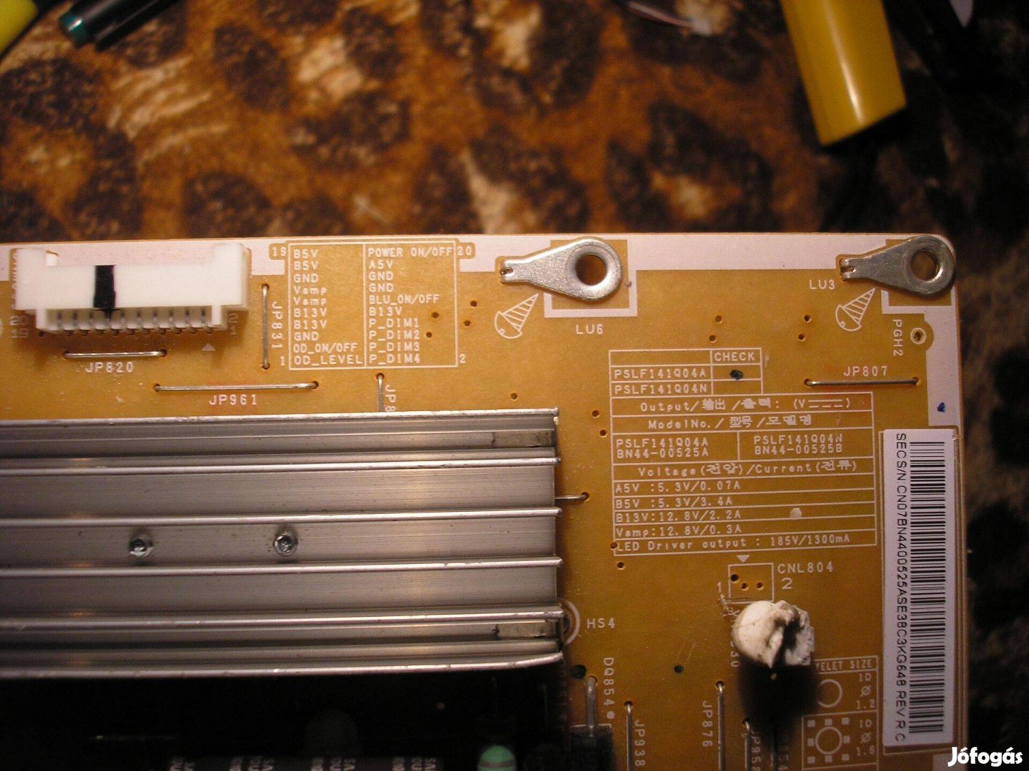 6153 Samsung tápegység PD60B1Q_CSM BN44-00525A REV 1.2 Pslf141Qo4A UE6