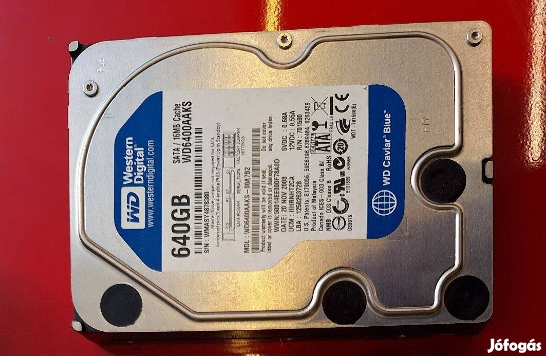 640 GB SATA HDD WD Western Digital 3.5" vincseszter