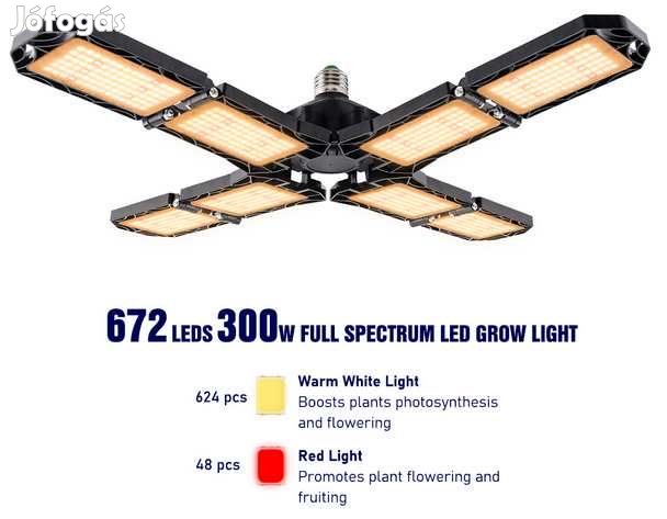 672 Ledes 300W-os Állítható  Növénynevelő LED Lámpa E27 (4877)