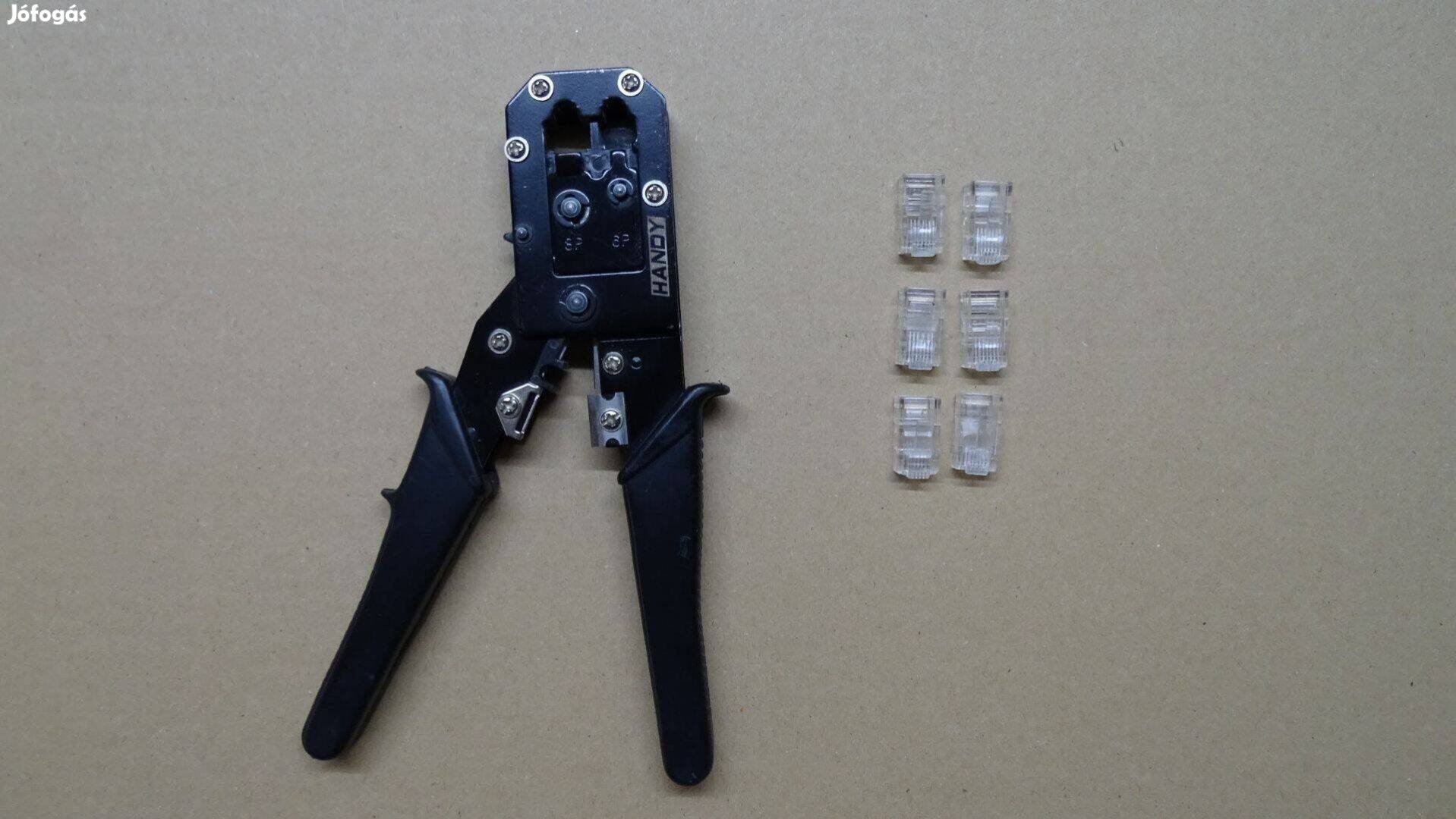 6P (RJ11/12) és 8P (RJ45) csatlakozók krimpelő szerszáma