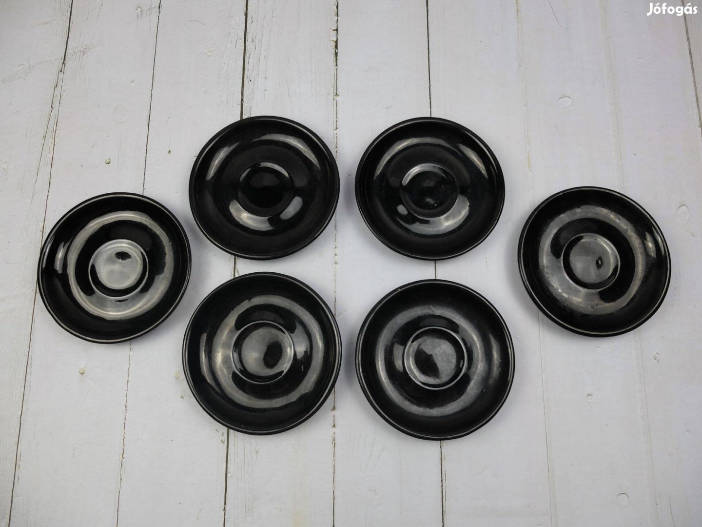 6 darab csésze alátét kistányér szett fekete