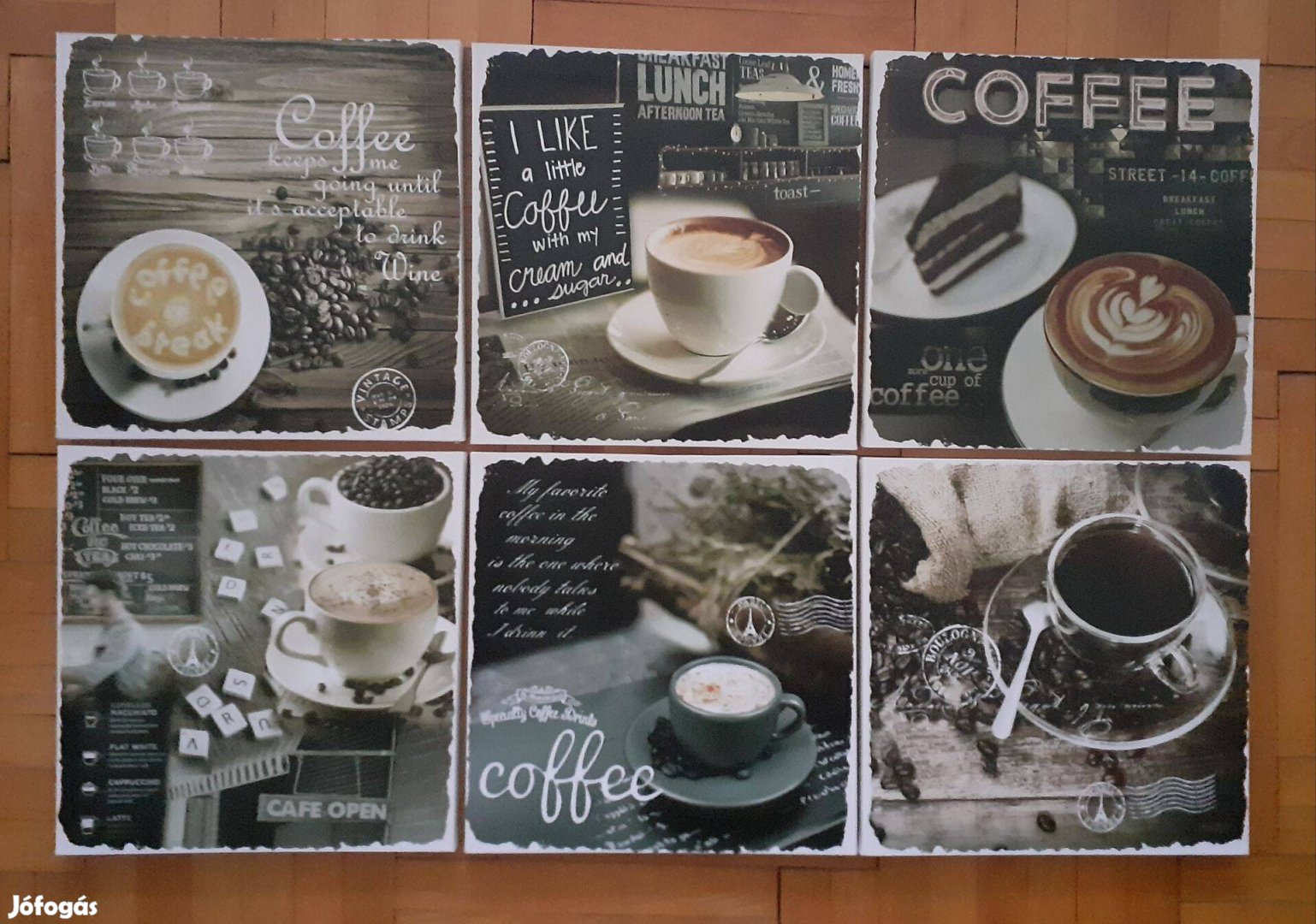 6 darab kávé témájú falikép