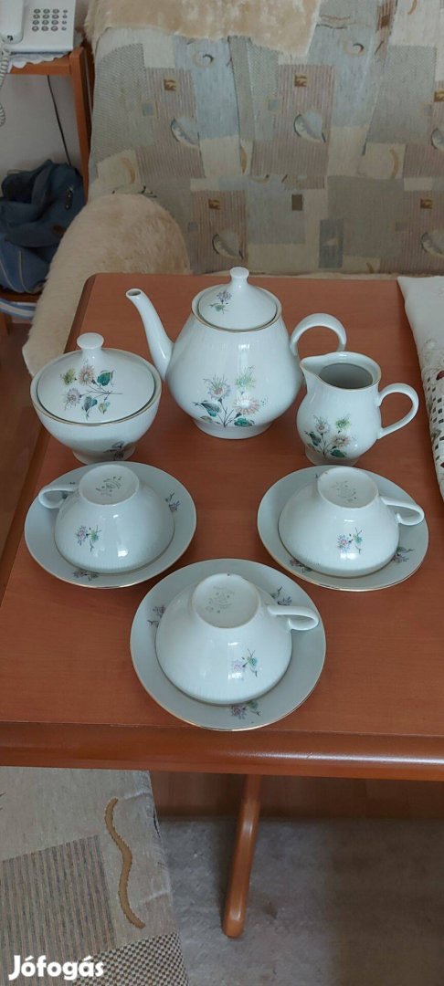 6 darabos,Német porcelán teáskészlet