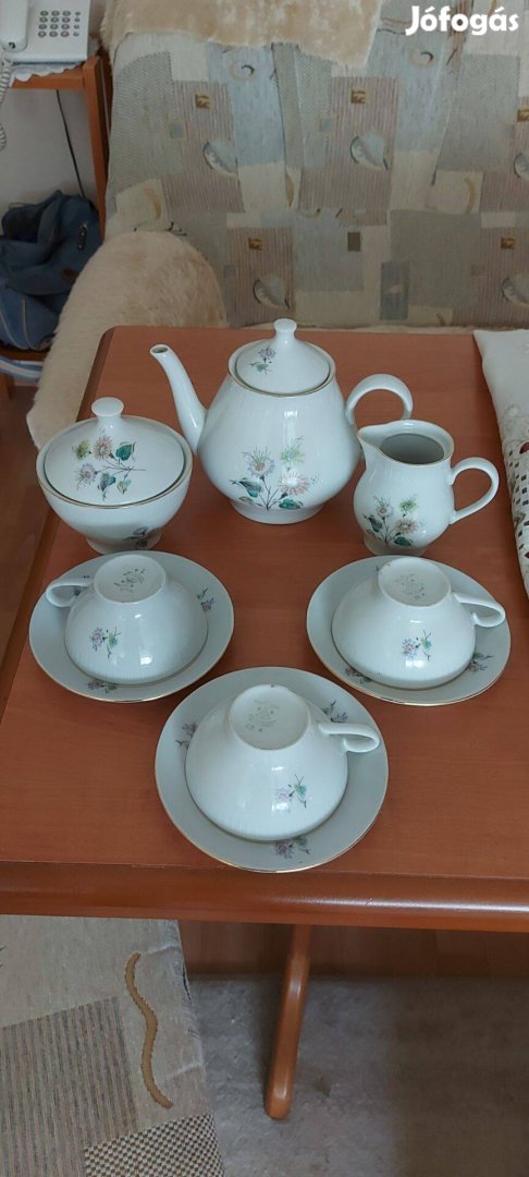 6 darabos,Német porcelán teáskészlet