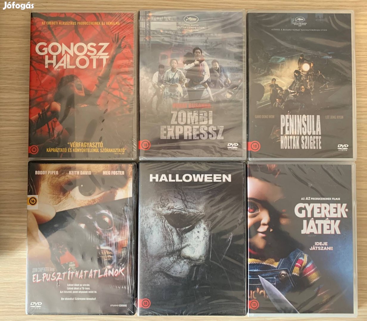 6 darabos, bontatlan, fóliás horror DVD csomag