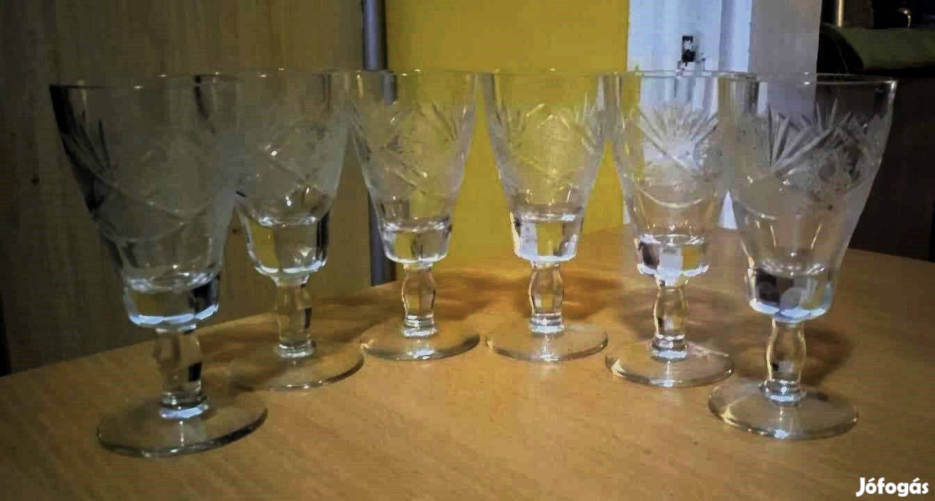 6 darabos talpas kristály pohár készlet