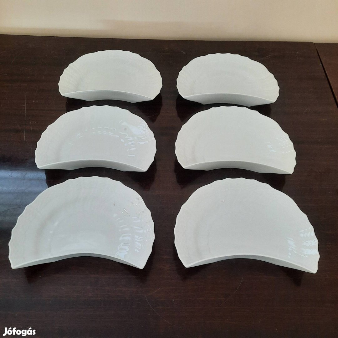 6 db Fehér Herendi porcelán csonttányér, csontos tányér