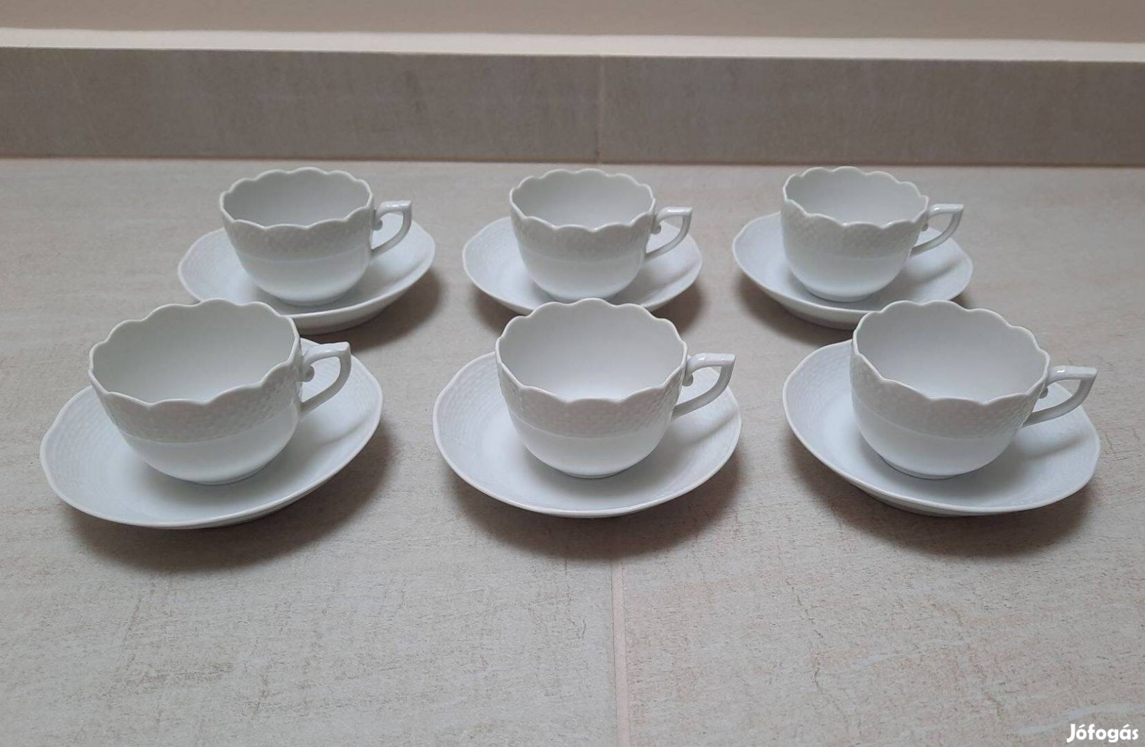 6 db Fehér Herendi porcelán kávés csésze + alj eladó!