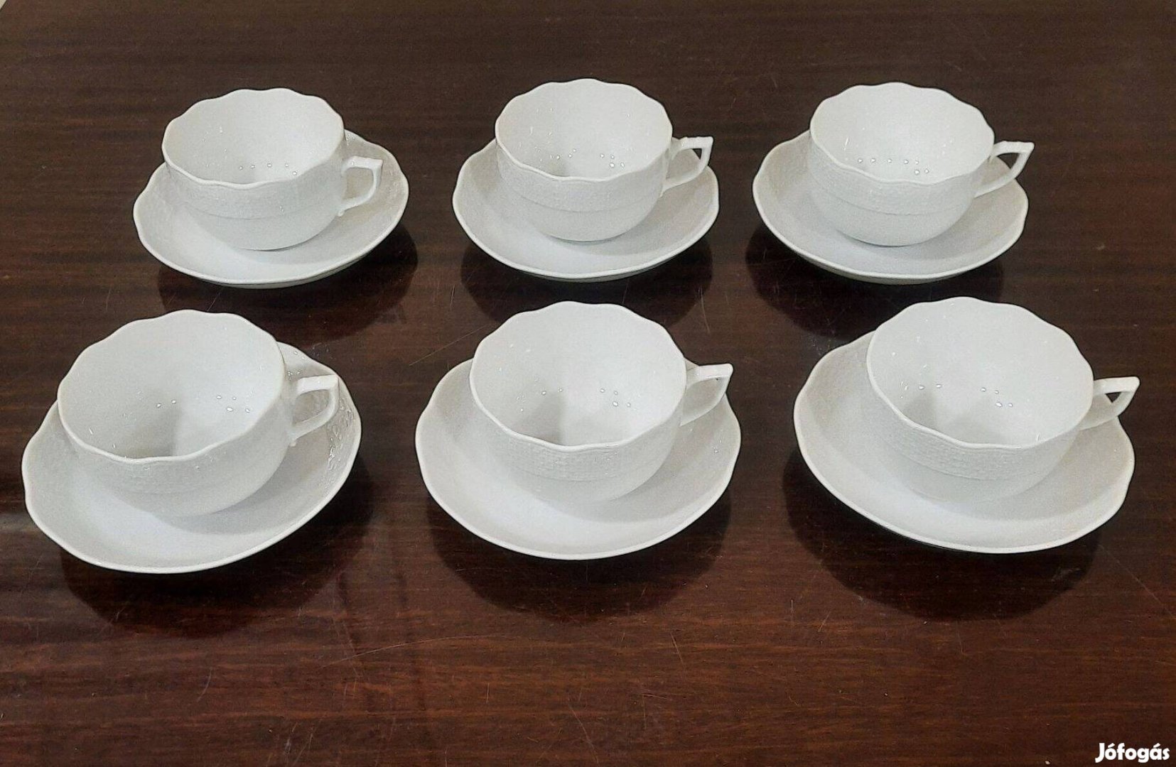 6 db Fehér Herendi porcelán teás csésze + alj eladó!