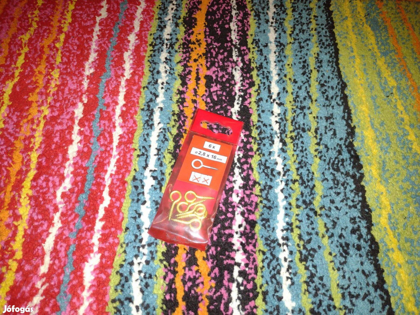 6 db Réz - arany színű szemes csavar 2,8 x 16 mm