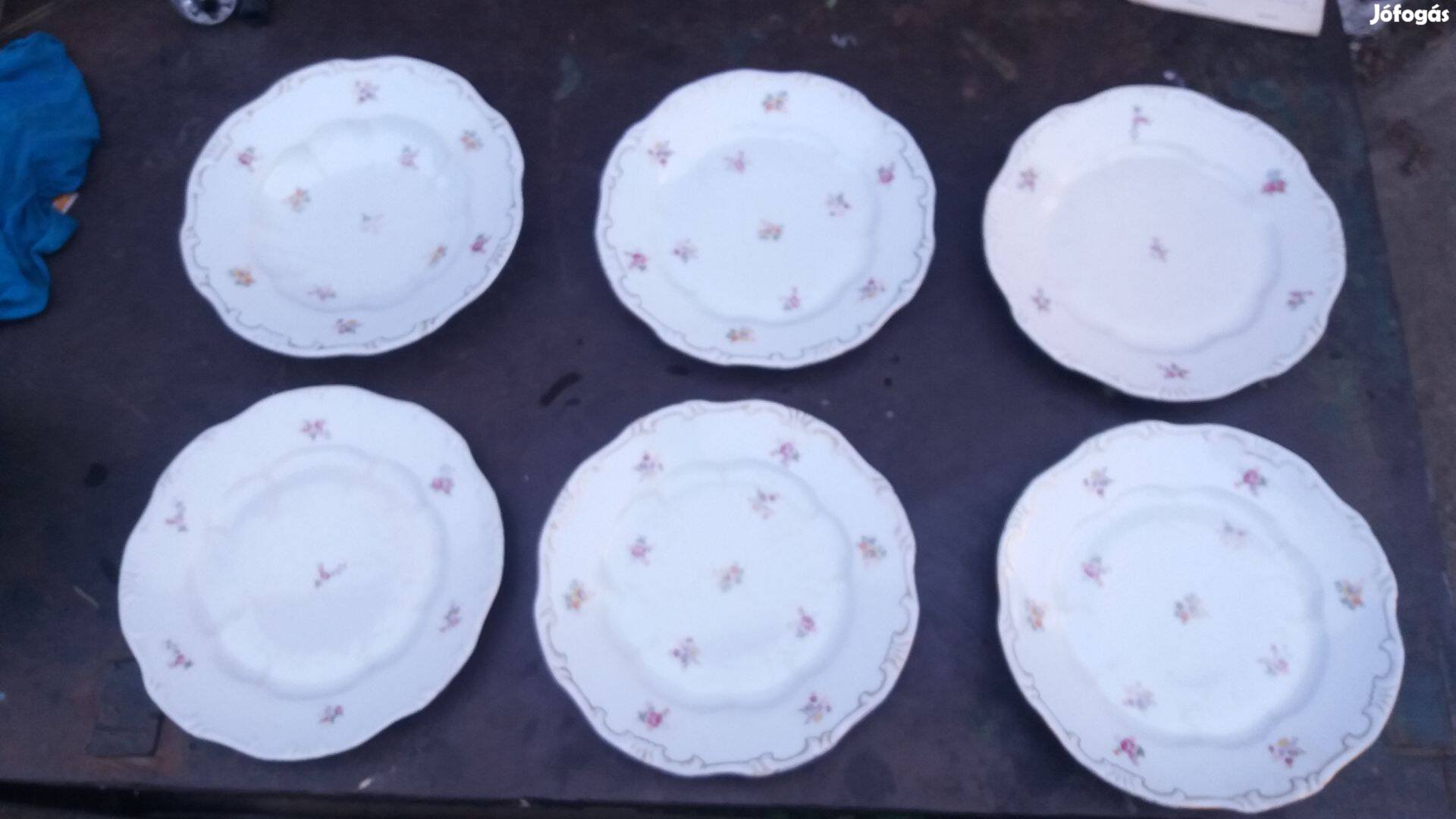 6 db antik zsolnay porcelán tányér virágos minta debreceni szállitás